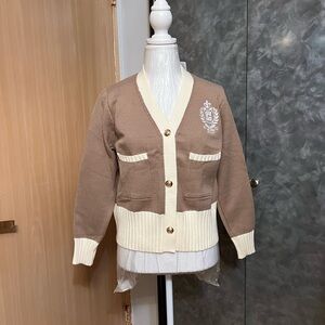 Beige and Cream Cardigan with Crest
